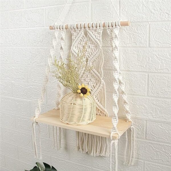 Macrame Wall Hanging Plant Decor Shelf - Image 4