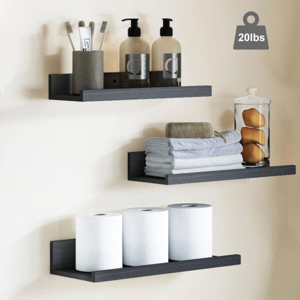 Fixwal Floating Shelves Black Wall Mounted 6 Sets