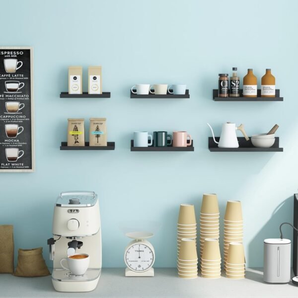 Fixwal Floating Shelves Black Wall Mounted 6 Sets