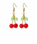 Cherry bead drop earrings lightweight by Stay Decorative