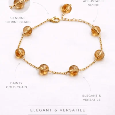 Gold chain clasp detail of cracked crystal beads bracelet