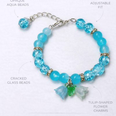 crystal flower charm bracelet handmade design