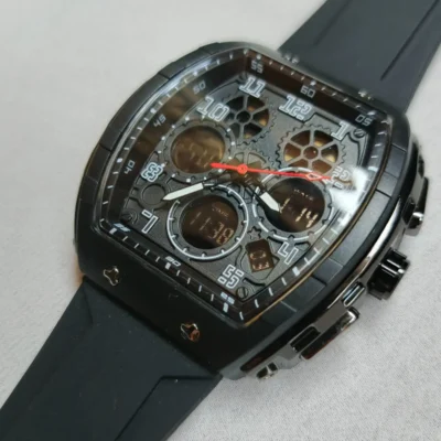 Dual SANDA Watch black dual time display