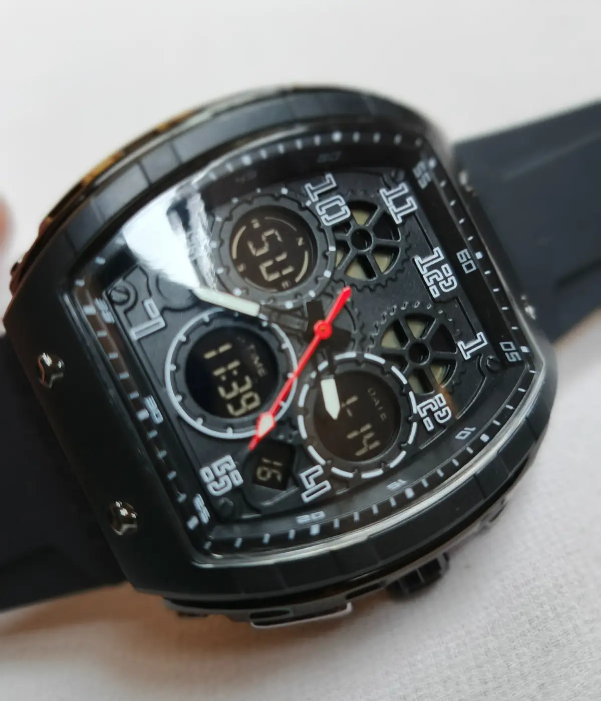 Dual SANDA Watch black dual time display