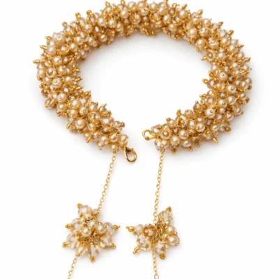 crystal handmade wedding golden gajrah bracelet details