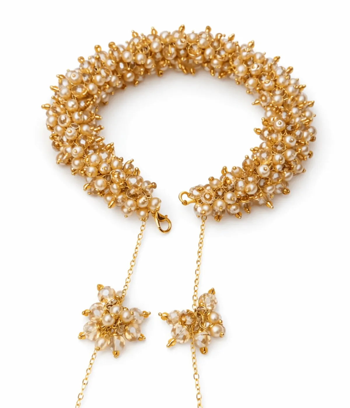 crystal handmade wedding golden gajrah bracelet details