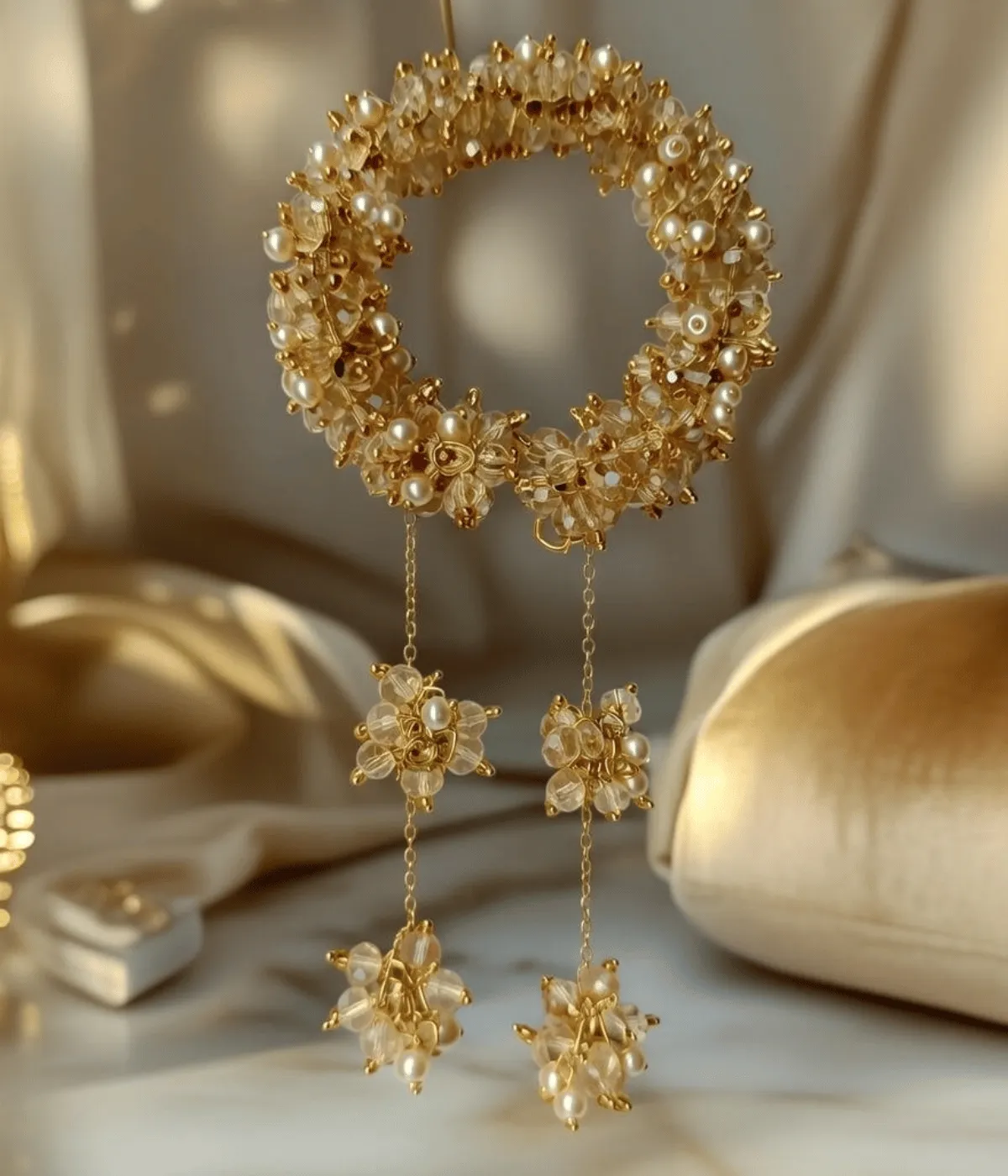 crystal handmade wedding golden gajrah bracelet bridal wear