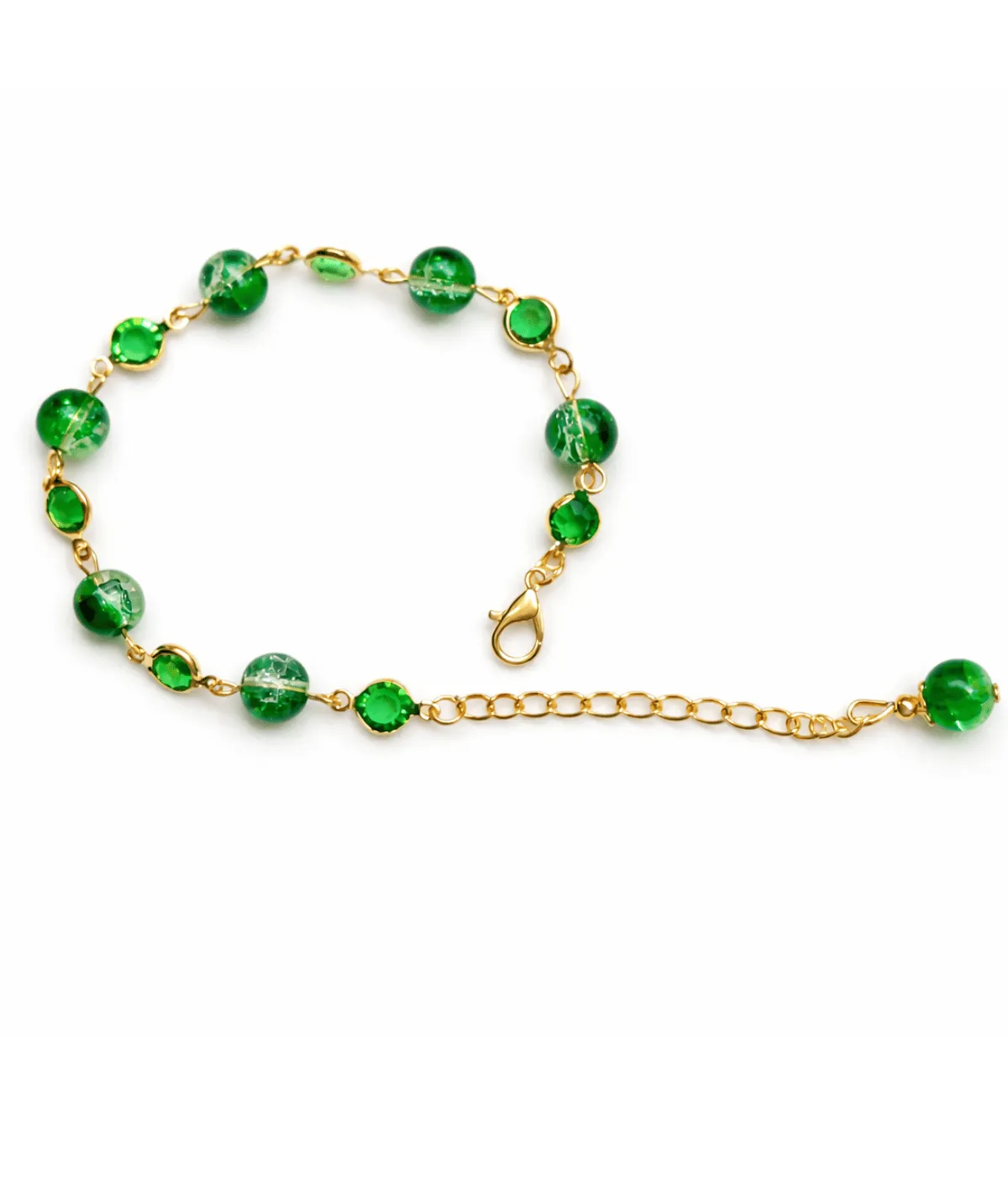 Minimal handmade green crystal bracelet