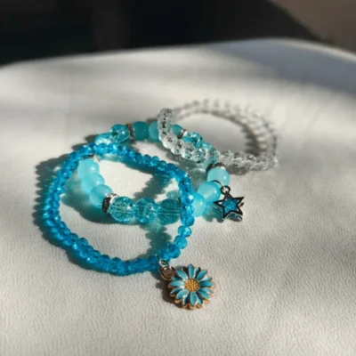 Kids Blue Crystal Bracelet Set