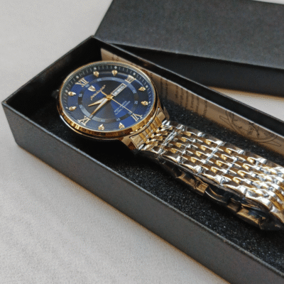 Luxury Blue Dial Watch metal strap