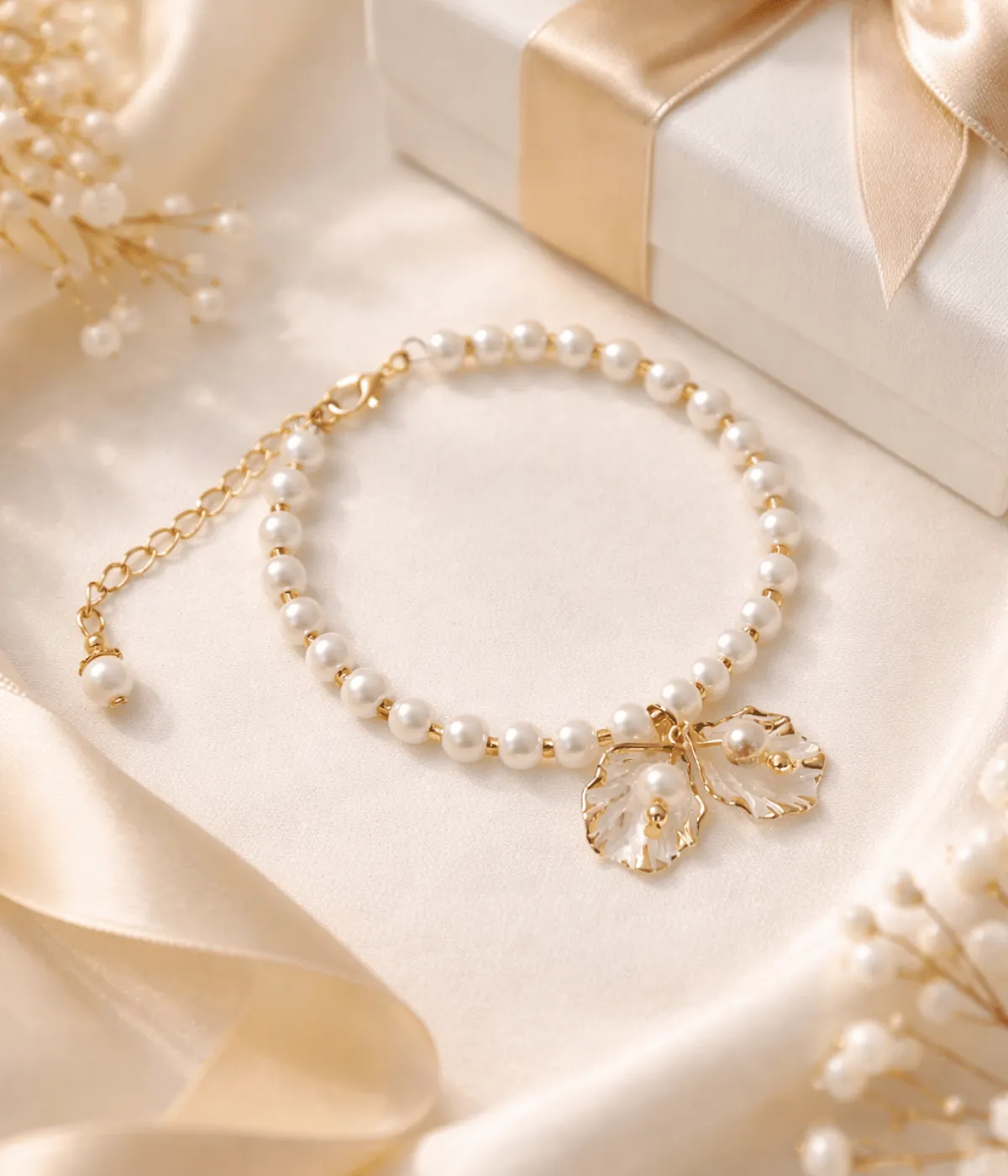 white pearls bracelet