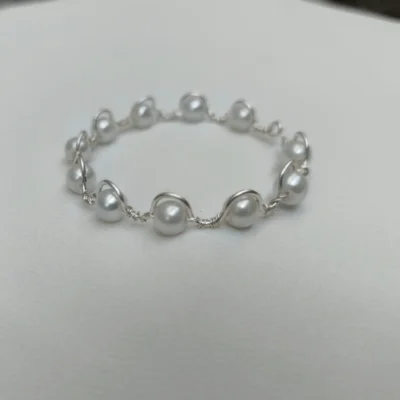Pure Silver Pearl Bracelet minimal handmade design
