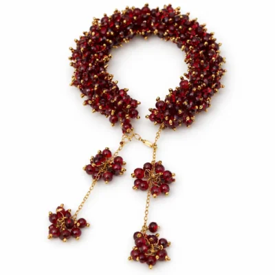 Red crystal handmade gajrah bracelet with golden beads by stay decorative