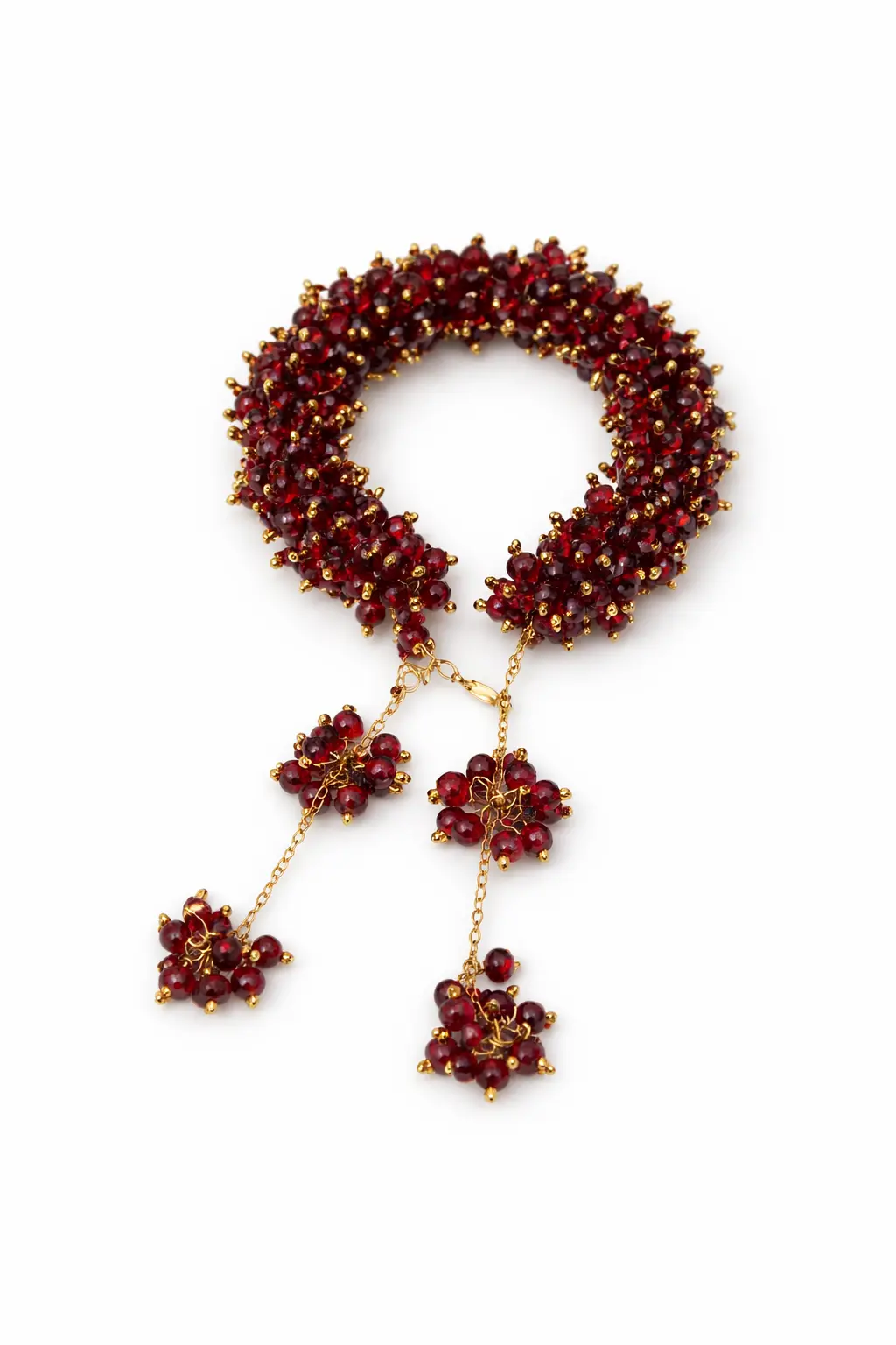 Red crystal handmade gajrah bracelet with golden beads by stay decorative