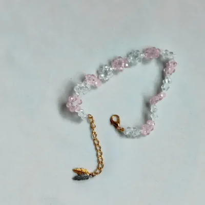 Pink Crystal Bead Bracelet Bead Detail