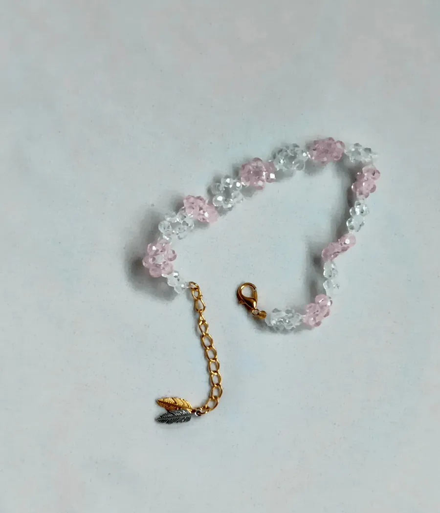 Pink Crystal Bead Bracelet Bead Detail