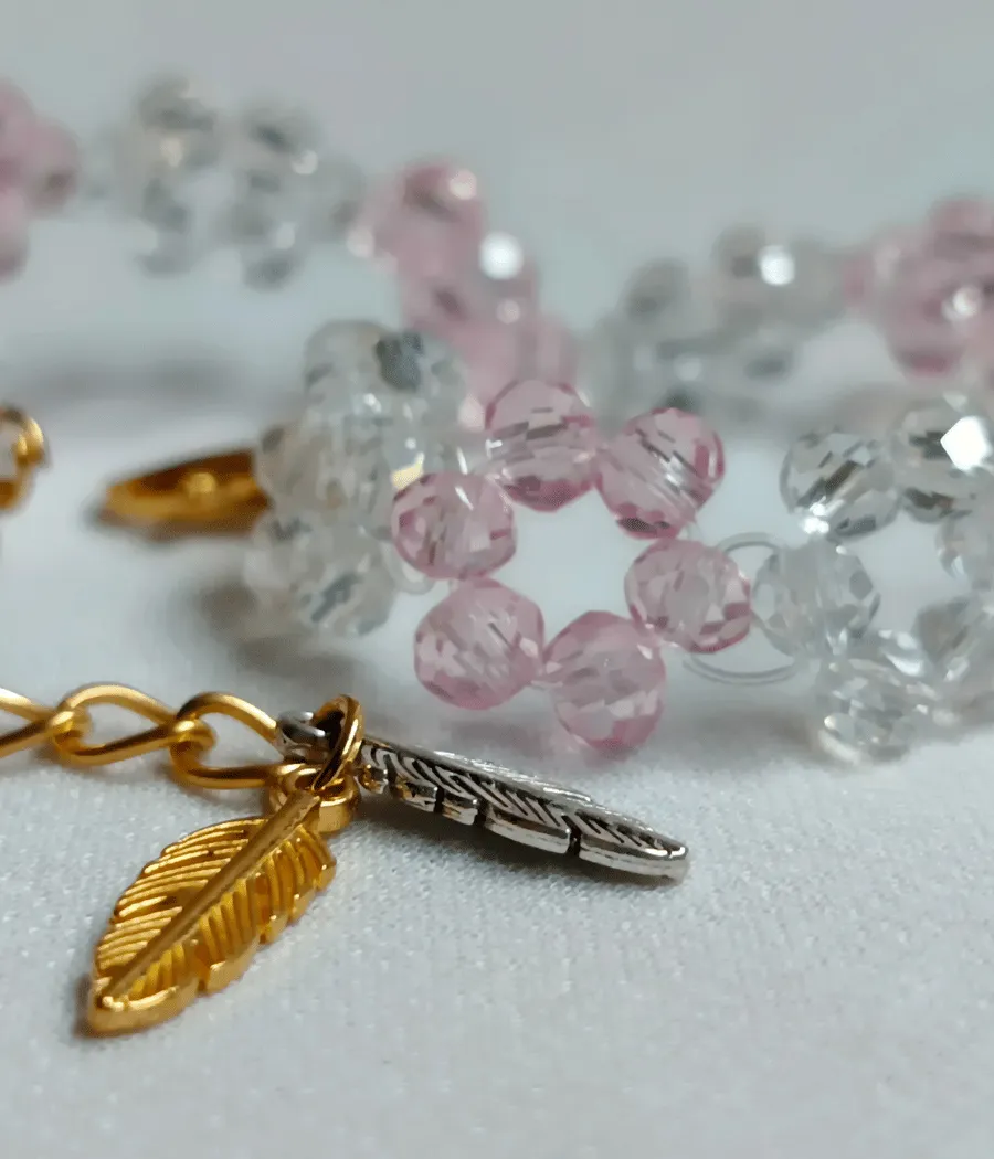 Pink Crystal Bead Bracelet Bead Detail