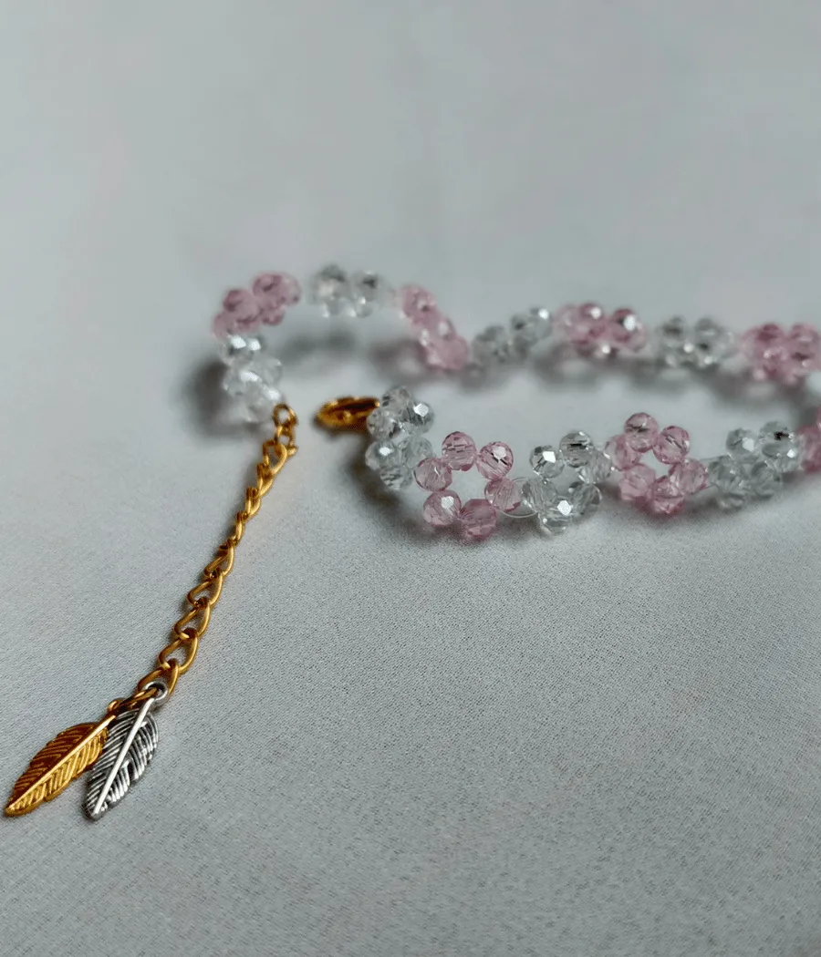 Pink Crystal Bead Bracelet Bead Detail