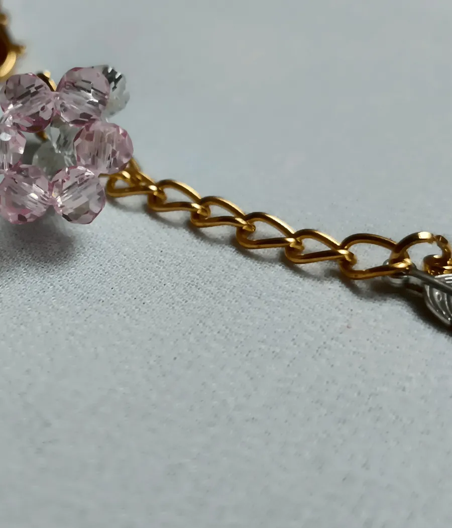 Pink Crystal Bead Bracelet Bead Detail
