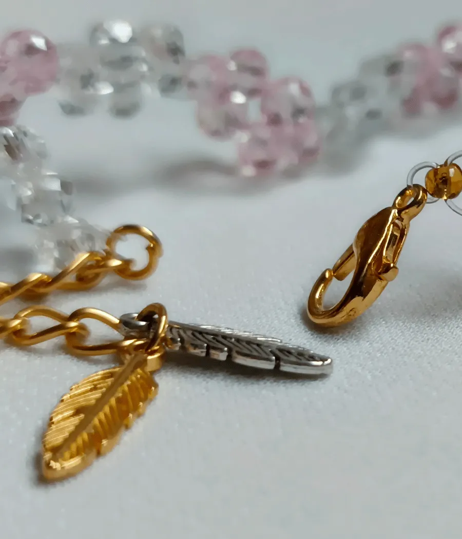 Pink Crystal Bead Bracelet Bead Detail